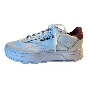 REEBOCK Women's 8.5 Club C Double Geo Shoes Sneakers White Maroon H67347 Comfort